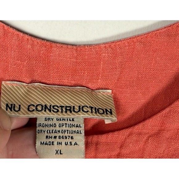 Vintage Nu Construction Coral 100% Linen‎ Sleeveless Maxi Tank Dress Lagen Sz XL - Picture 8 of 9